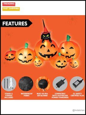 Other | 7 Ft Halloween Inflatable Pumpkin With Witchs Cat Leds Outdoor ...